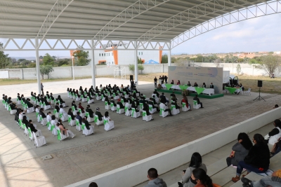 Inauguración de techado en cancha de básquet ball y gradas y entrega simbólica de certificados de la Generación 2018-2021 de CONALEP, Plantel San Felipe.