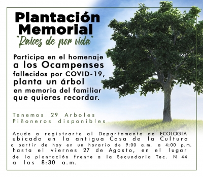 Ocampo, siembran un árbol en recuerdo de aquellas personas que perdieron la vida por el COVID.
